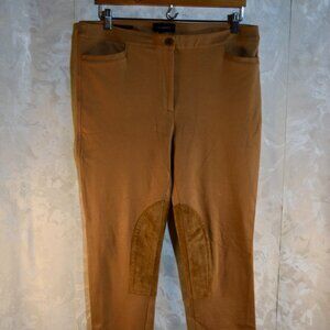 Talbots Size 12 | Dalton Ankle Riding Pants | Faux Suede Knee Patch | Tan Khaki